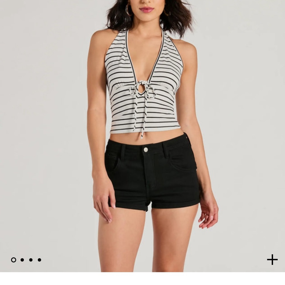 WINDSOR - Weekend Style Striped Knit Halter crop Top